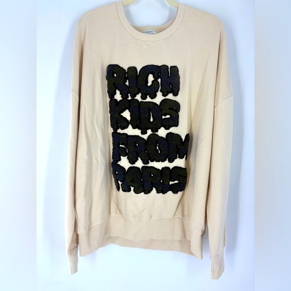 Eleven Paris Other - ELEVENPARIS Mens Sweatshirt Rich Kids From Paris Beige Long Sleeve Cotton 2XL
